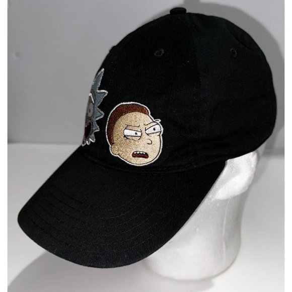 Rick & Morty HEADS Adult-swim ADJUSTABLE BLACK Hat Cap EMBROIDERED Adult Swim - Picture 2 of 9